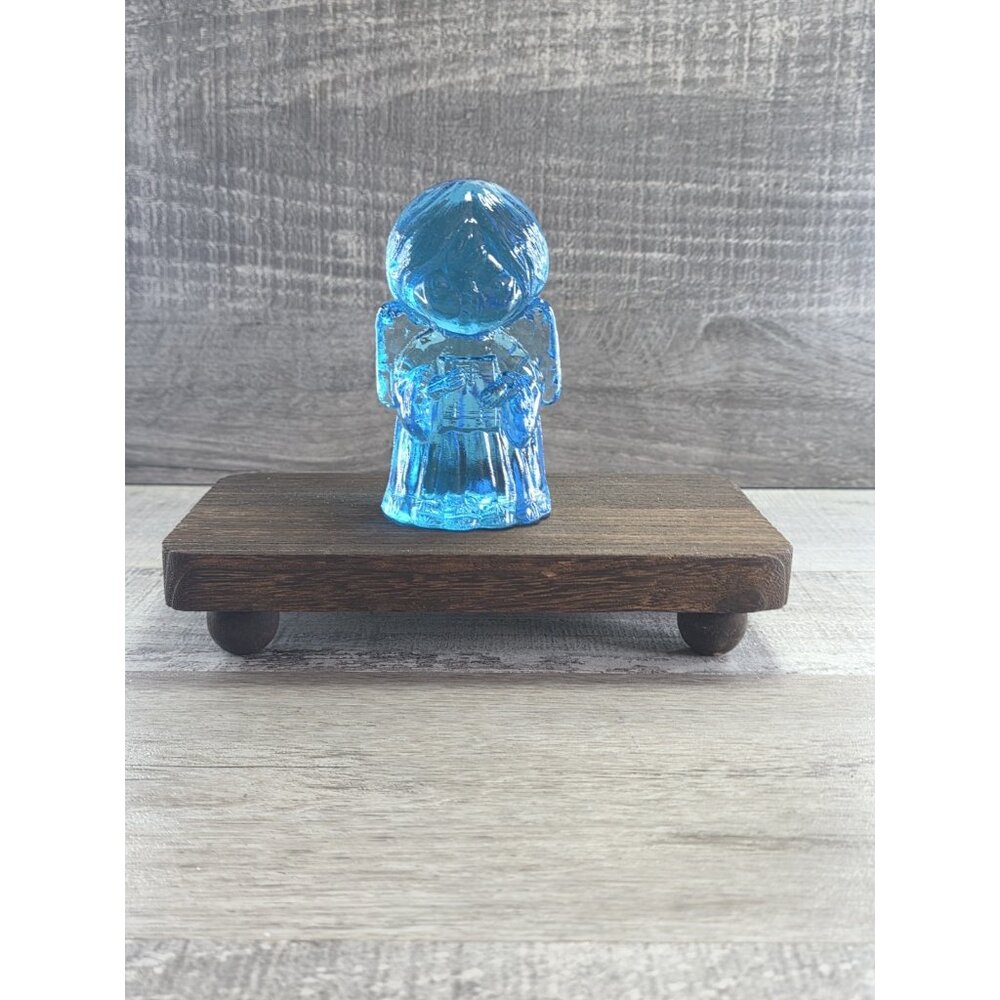 Angel Mosser Glass 1970s Blue Singing Winged 4" Paperweight Figure 76.8